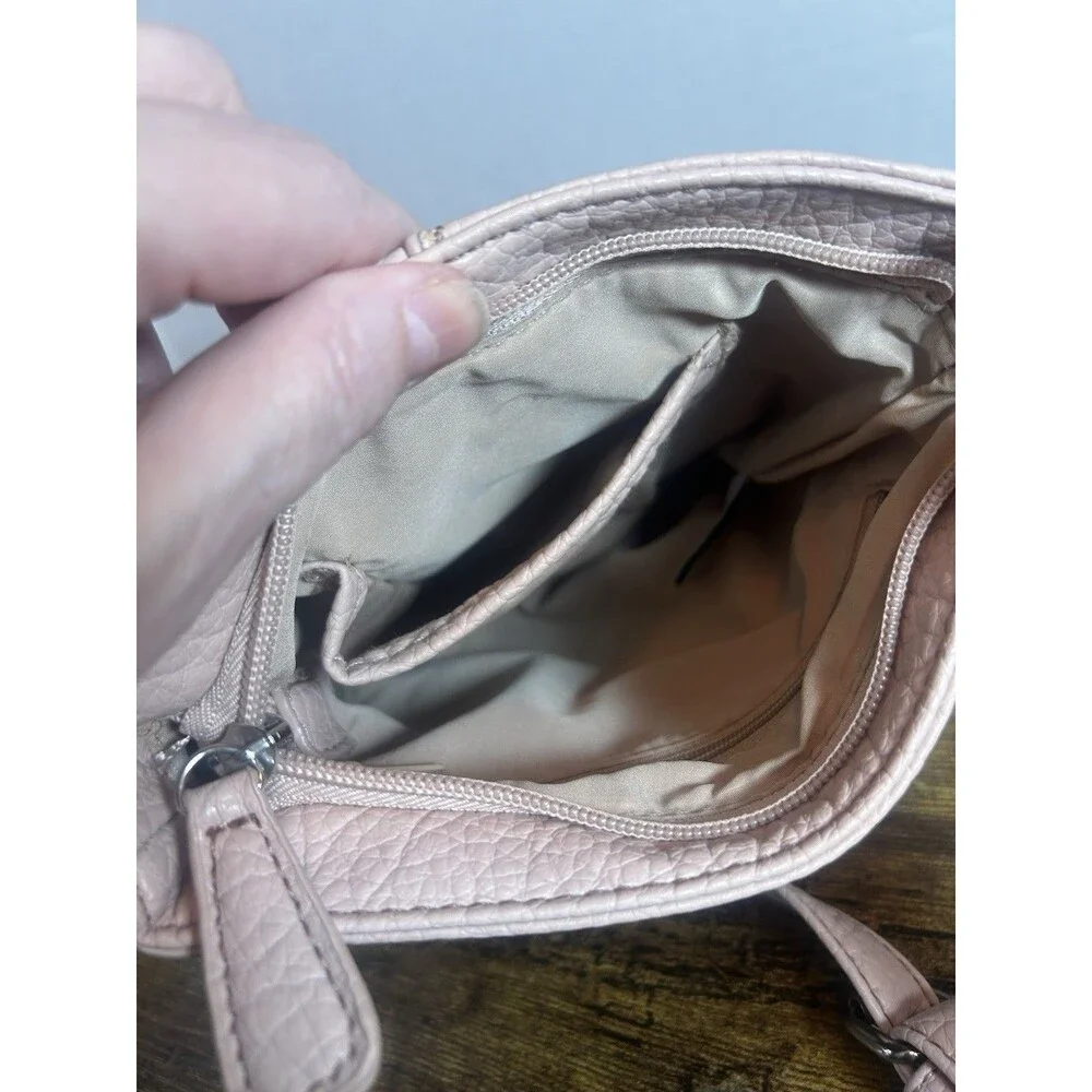 Nine West Blush Pink Crossbody Bag Pebbled Faux Leather Adjustable Strap UEC Bag
